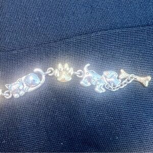 Stackable Animal Charm Bracelet Silver Gold Tone 7" Pets Paw Bone Chain Dog Cat